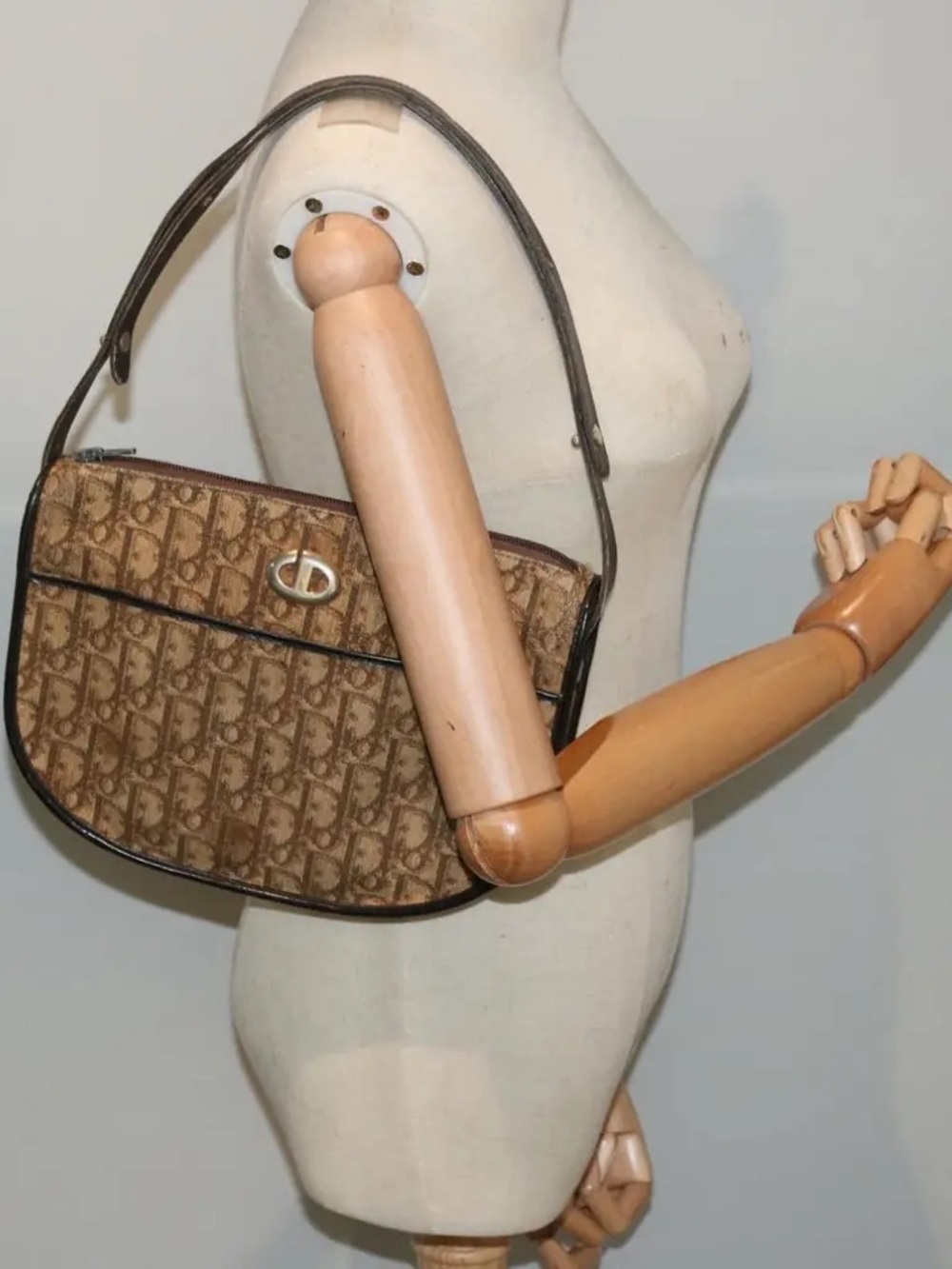 Dior Beige-Brown Monogram Shoulder Bag